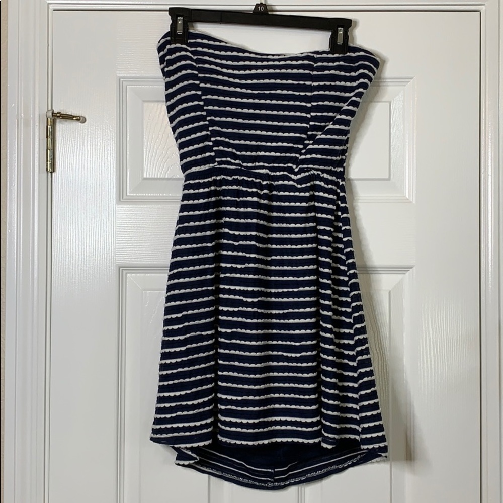 Paper Doll Strapless Striped Hi-Low Dress
